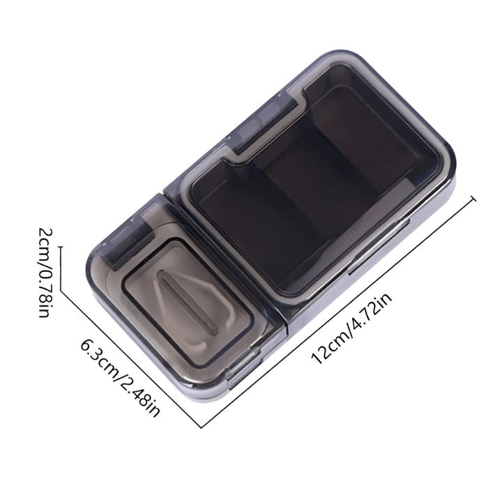 Pastillero 4 en 1: Cortador, Molinillo, Organizador, Hermetico