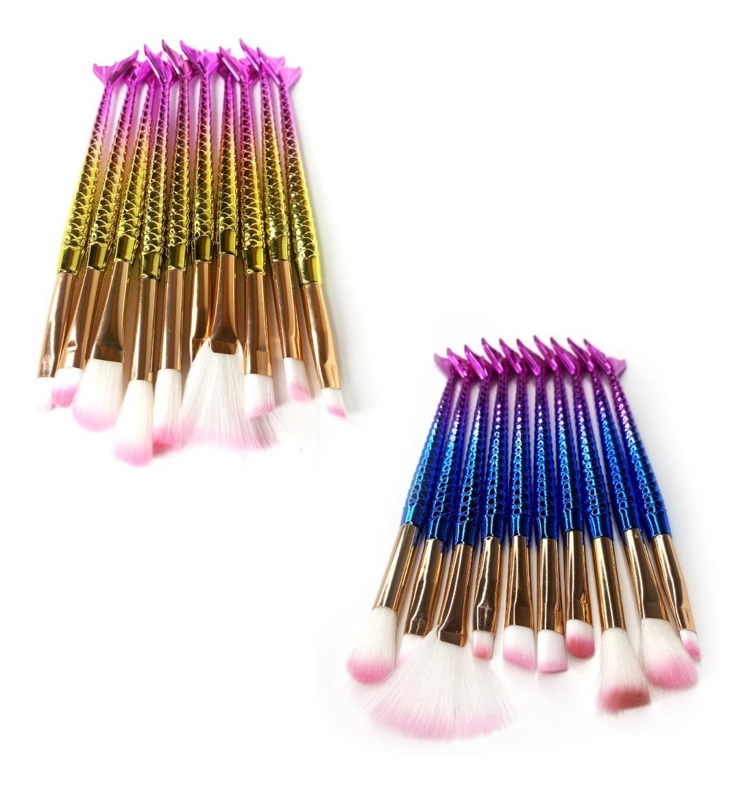 Set 10 Brochas Y Pinceles Cola Sirena