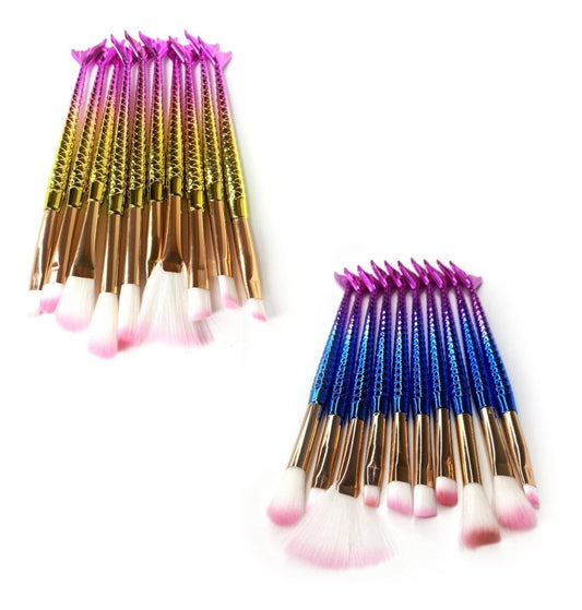 Set 10 Brochas Y Pinceles Cola Sirena